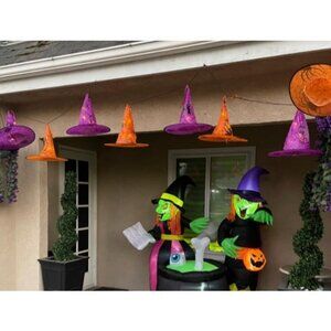 Halloween Decoration Lights, 8 PCS Waterproof Hanging Witch Hat